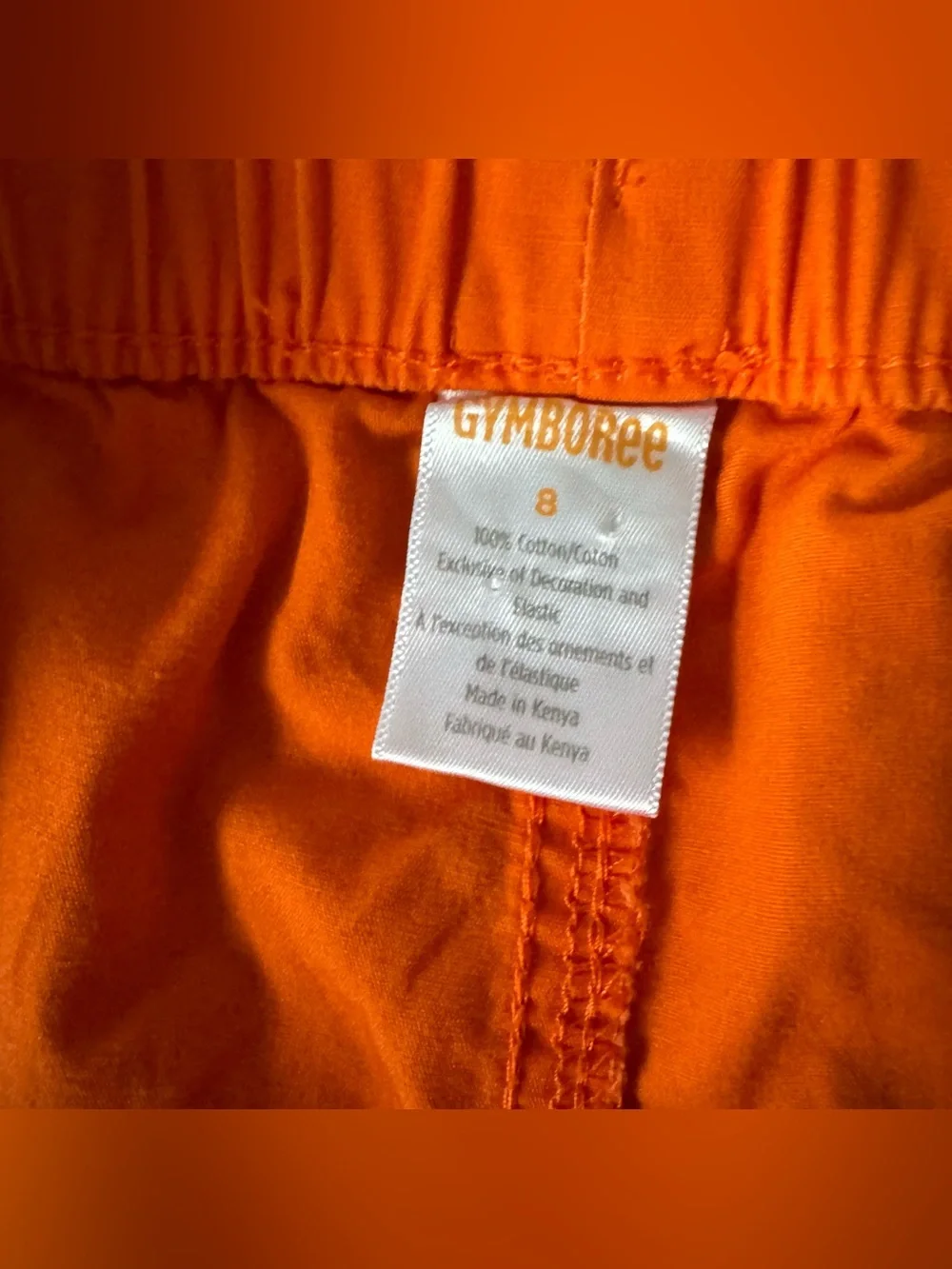 Gymboree Start Your Engines bright orange cargo shorts Boys 8
